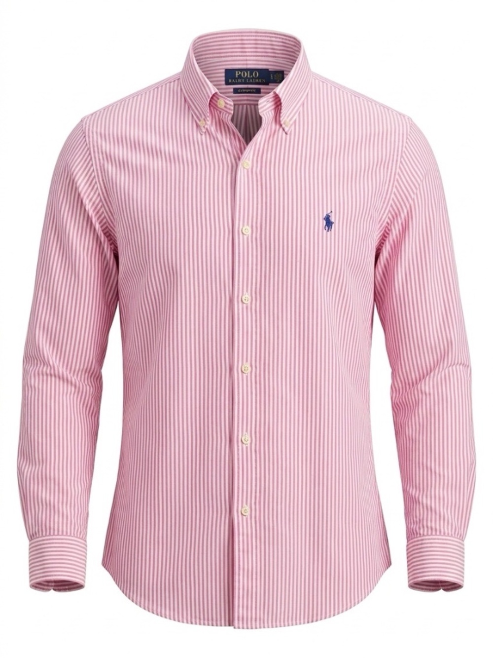 Ralph Lauren Pink and White Striped Button-Down Shirt Custom Fit - size small
